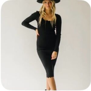 Valletta Scalloped Hem Ribbed  Bodycon Sweater Dress